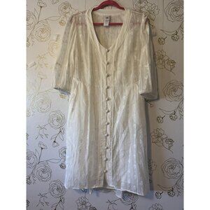 Cabi Dress White Midsummer Size 8 Eyelet Floral Coquette Cottage Prairie 077